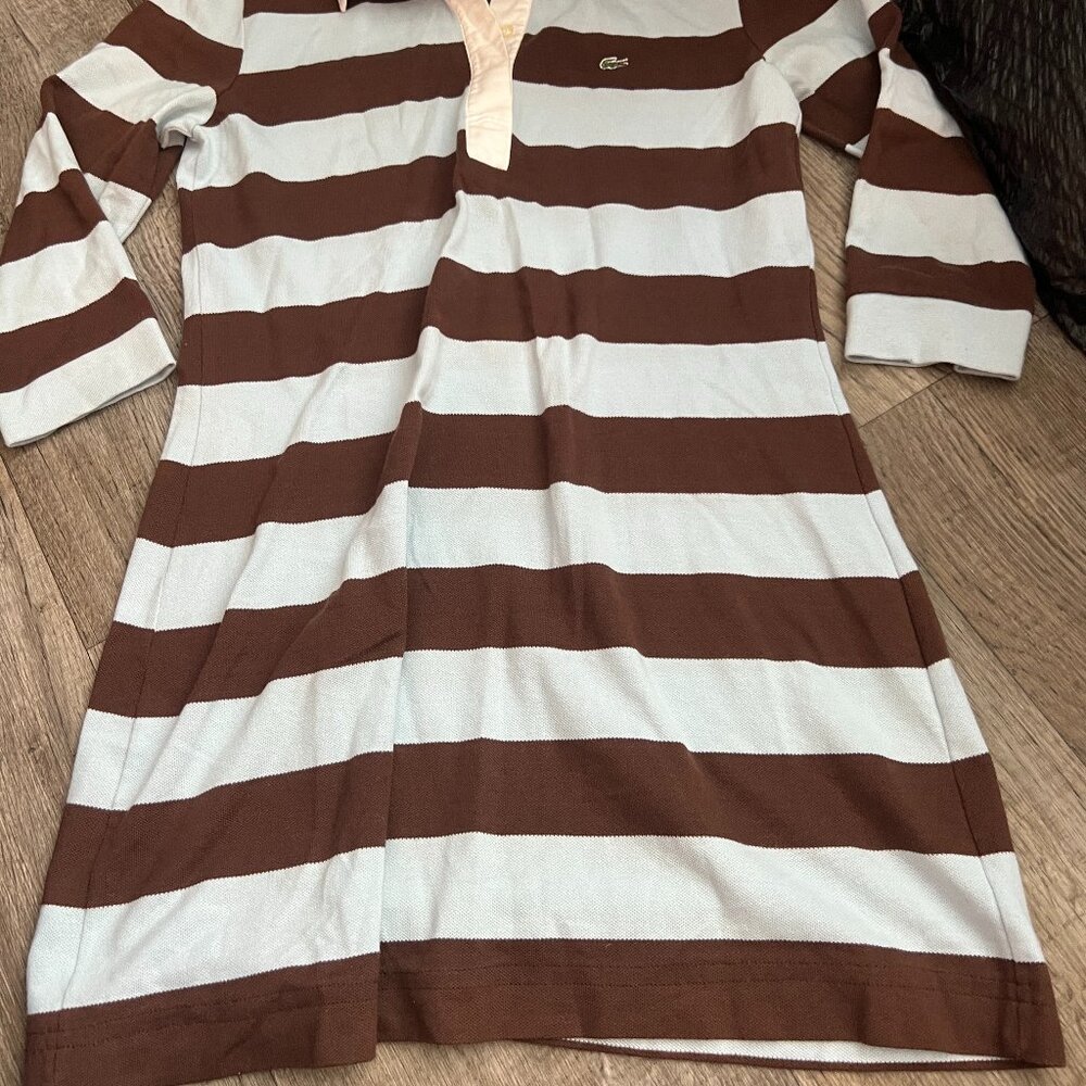 Lacoste brown and blue striped Dress size 40 - Picture 2 of 7